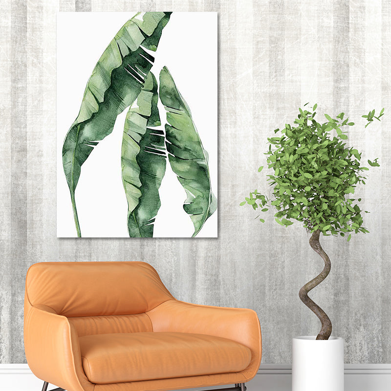 Green Plant Leaves Canvas Art Textured Country Style Dining Room Wall Decoration