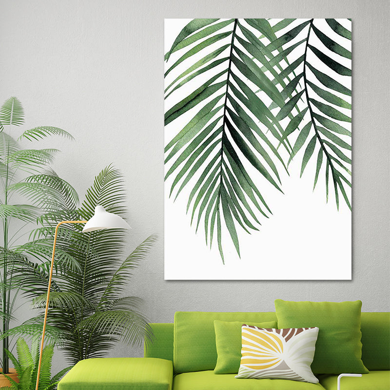 Green Plant Leaves Canvas Art Textured Country Style Dining Room Wall Decoration