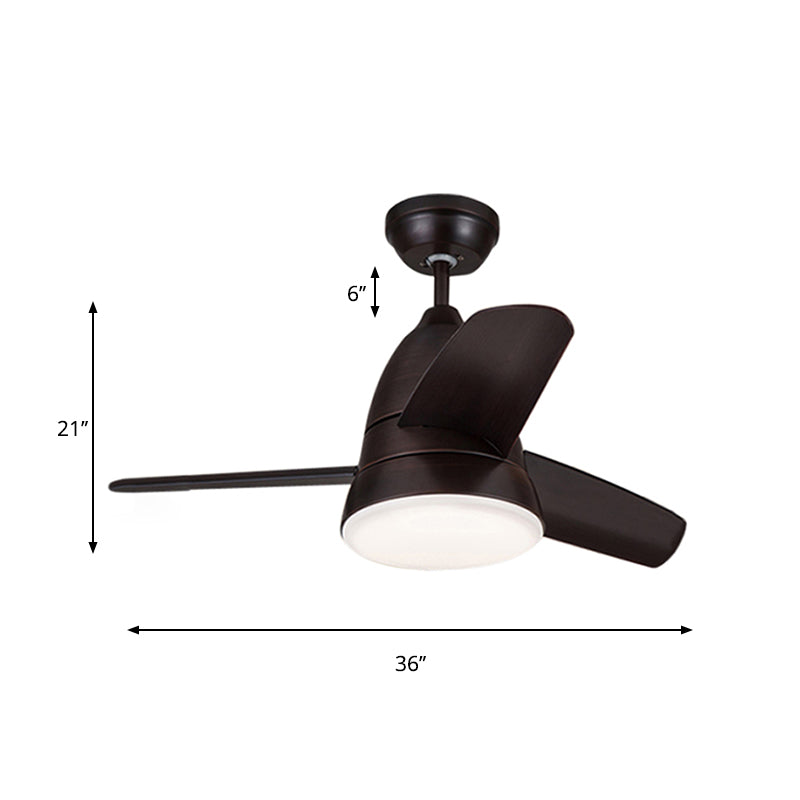 Metalen cirkel plafondventilator lamp kinderen 1 licht zwart/wit/roze 3 bladen semi -flush licht voor woonkamer, 36 "breedte