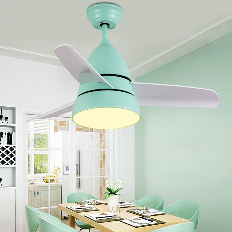 26" Wide Contemporary 1 Head Fan Light Green Loop Semi Flush Mount with Acrylic Shade for Dining Room, 3 White Blades