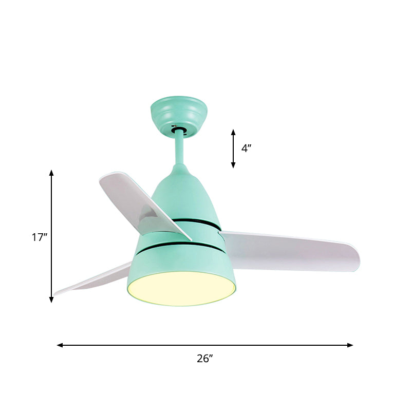 26" Wide Contemporary 1 Head Fan Light Green Loop Semi Flush Mount with Acrylic Shade for Dining Room, 3 White Blades