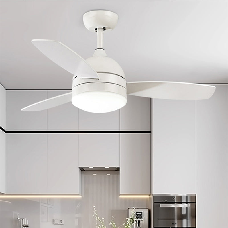 Metal Dome Pendant Fan Lampe moderniste 39 "W LED Blanc / noir 3 lames Mont semi-flush plafond Light for Kitchen