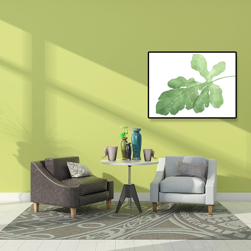 Leaf Painting Wall Art Print Farmhouse Textured Sitting Room Wrapped Canvas in Green