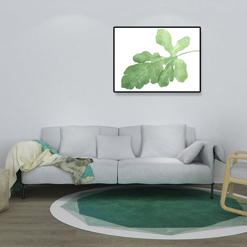 Leaf Painting Wall Art Print Farmhouse Textured Sitting Room Wrapped Canvas in Green