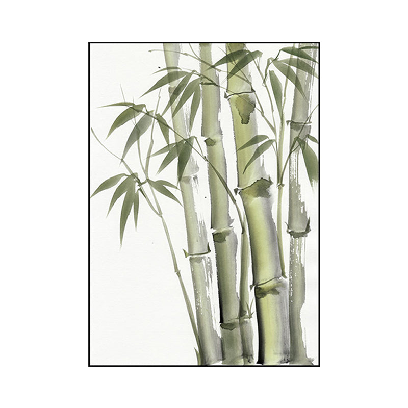 Chinese Bamboo Painting Wall Decor Canvas Textured Green Wall Art for Living Room