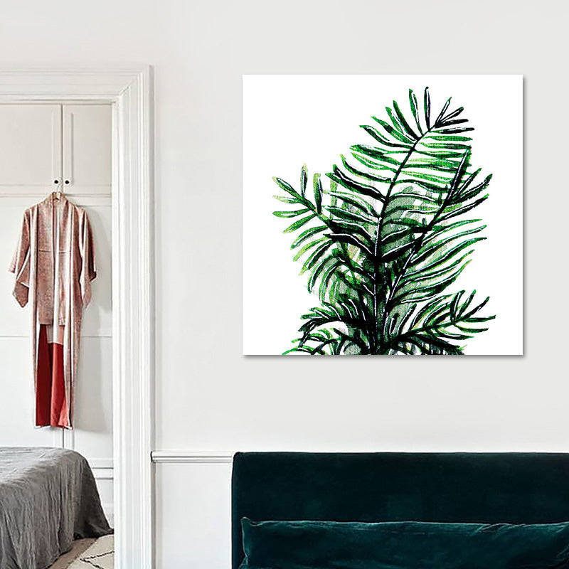 Stylish Tropical Plant Leaves Art Print for Bedroom Botanical Wall Decor in Green