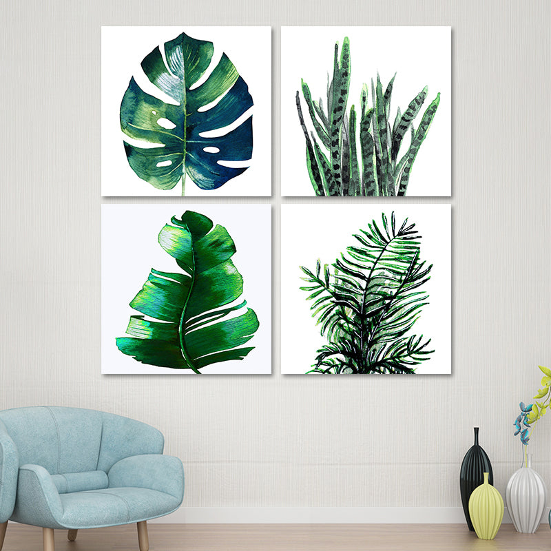 Stylish Tropical Plant Leaves Art Print for Bedroom Botanical Wall Decor in Green