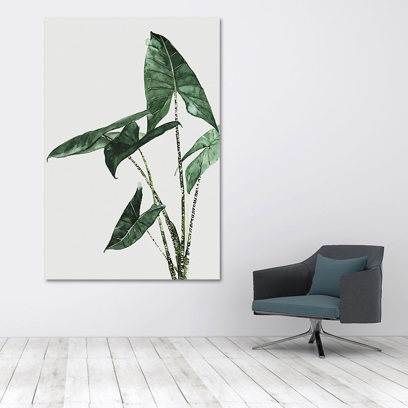 Farmhouse Botanics Wall Art Green Leaf Canvas Print for Living Room, Textured