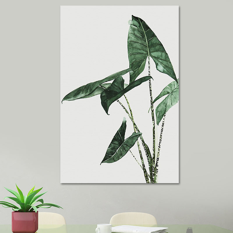 Farmhouse Botanics Wall Art Green Leaf Canvas Print for Living Room, Textured