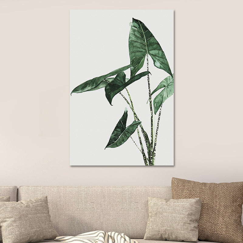 Farmhouse Botanics Wall Art Green Leaf Canvas Print for Living Room, Textured