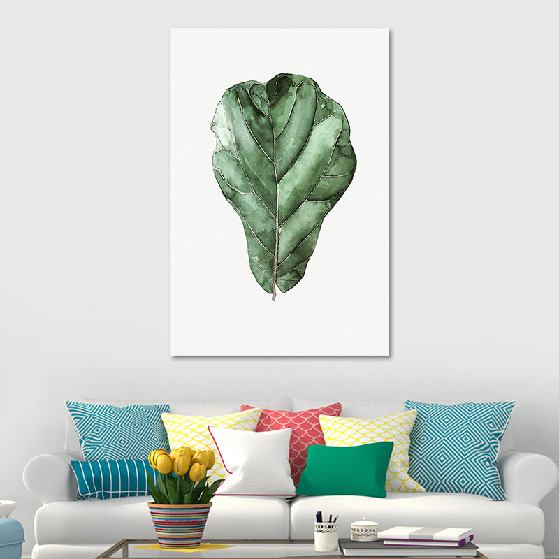 Farmhouse Botanics Wall Art Green Leaf Canvas Print for Living Room, Textured