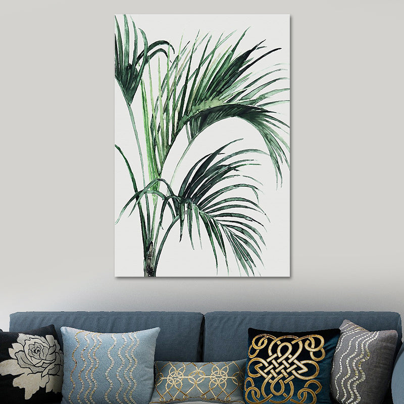 Farmhouse Botanics Wall Art Green Leaf Canvas Print for Living Room, Textured