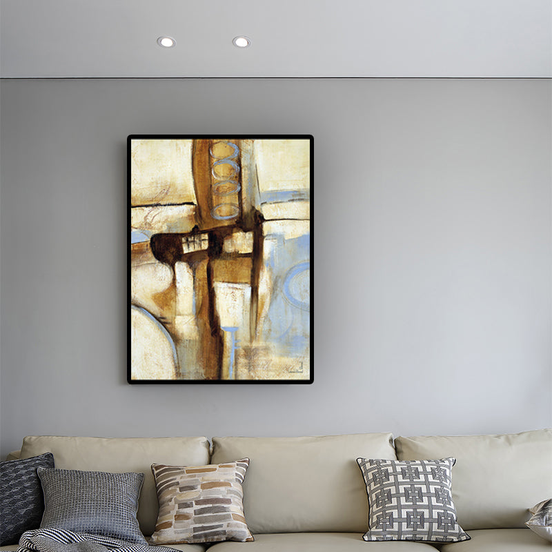 Modern Wall Art Brown and Blue Abstract Pattern Canvas Print for Sitting Room