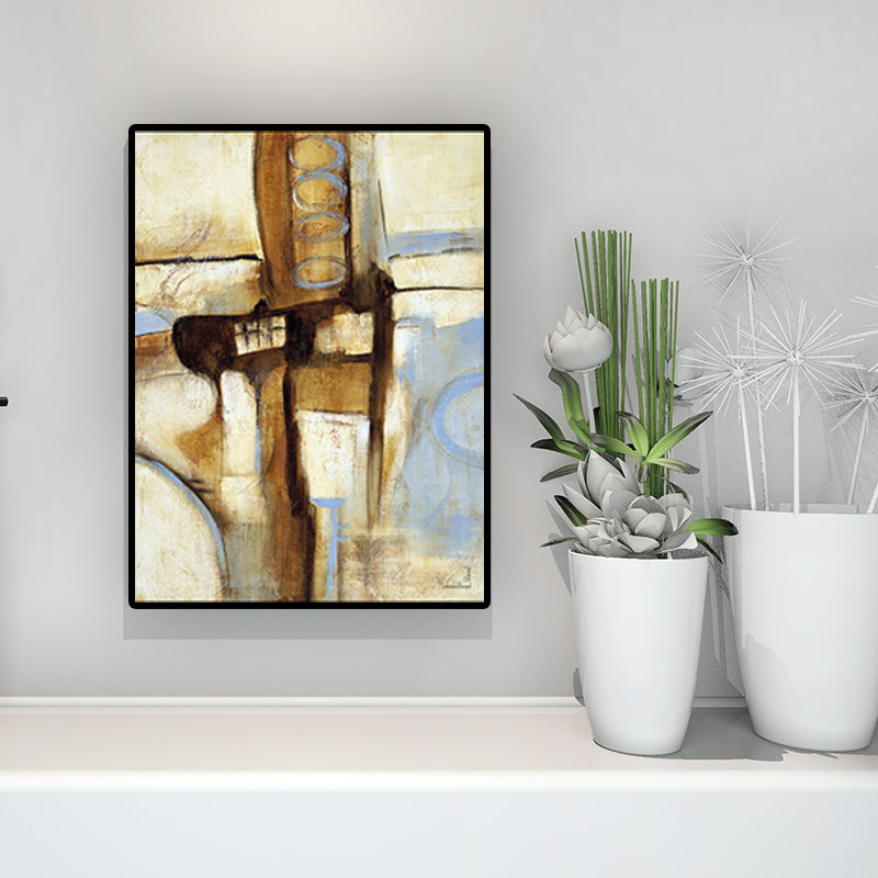 Modern Wall Art Brown and Blue Abstract Pattern Canvas Print for Sitting Room