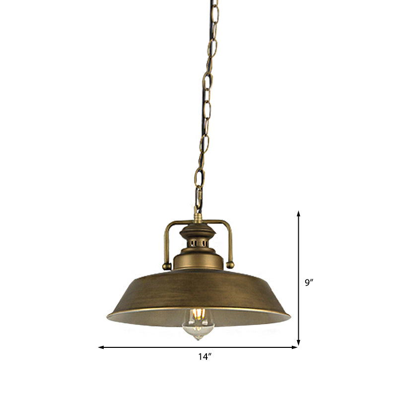 Barn Shade Dining Room Hanging Ceiling Light Vintage Metallic 1 Head Antique Brass Pendant Lamp