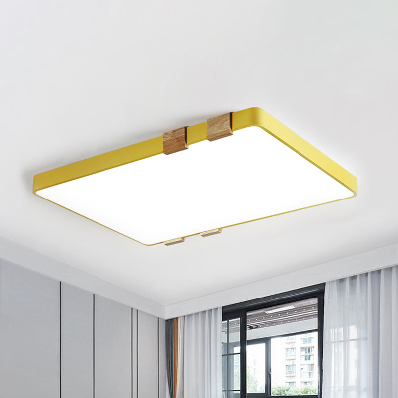 Rectangular Ceiling Light Fixture Nordic Acrylic 1-Light Pink/Yellow/Blue Flush Mount Lamp in Warm/White Light