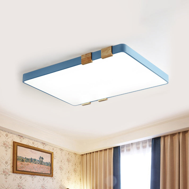 Rectangular Ceiling Light Fixture Nordic Acrylic 1-Light Pink/Yellow/Blue Flush Mount Lamp in Warm/White Light