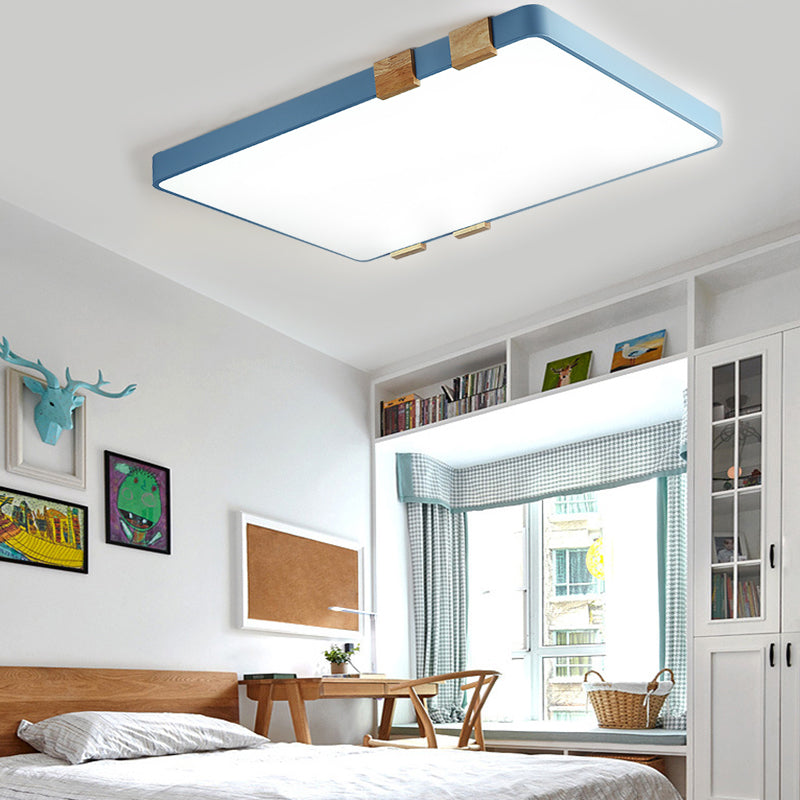 Fixation rectangulaire Plafond Nordique Acrylique 1-Rose légère / jaune / Bleu Flush Mount Lamp in Warm / White Light