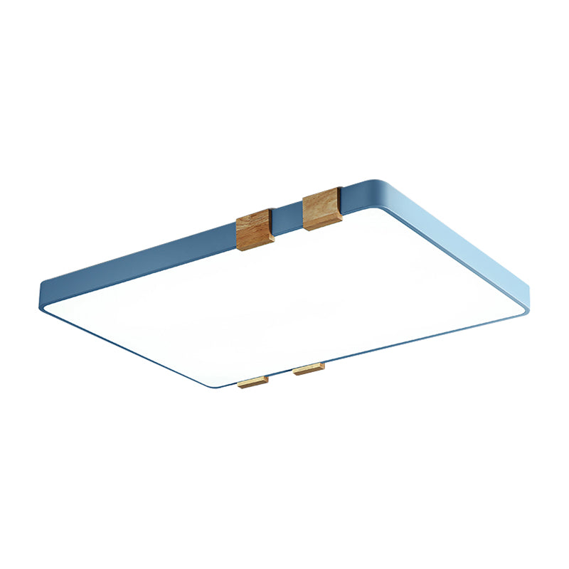 Rectangular Ceiling Light Fixture Nordic Acrylic 1-Light Pink/Yellow/Blue Flush Mount Lamp in Warm/White Light