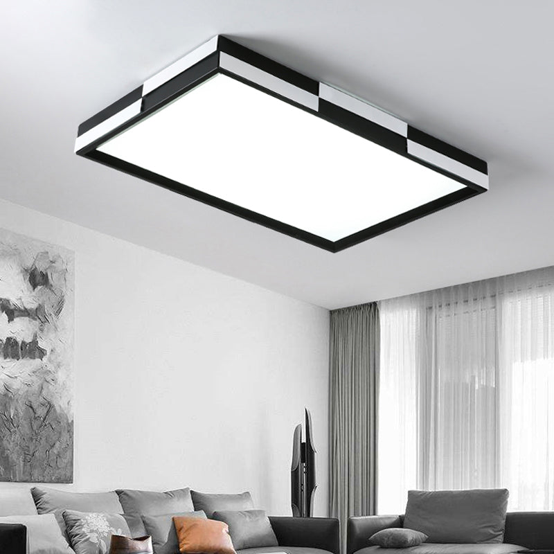 Rectangular Flush Mount Light Modern Acrylic LED Black Ceiling Mounted Lamp in Warm/White Light, 16"/19.5"/37.5" Wide