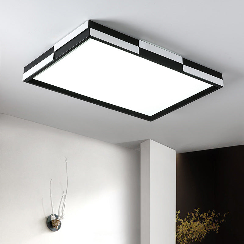 Rectangular Flush Mount Light Modern Acrylic LED Black Ceiling Mounted Lamp in Warm/White Light, 16"/19.5"/37.5" Wide