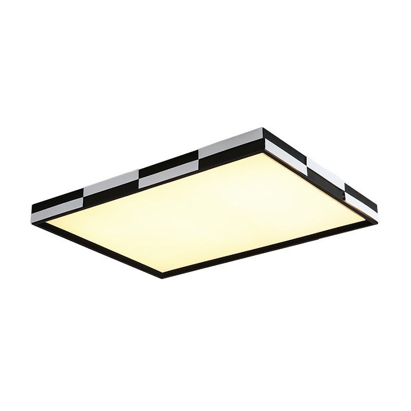 Rectangular Flush Mount Light Modern Acrylic LED Black Ceiling Mounted Lamp in Warm/White Light, 16"/19.5"/37.5" Wide