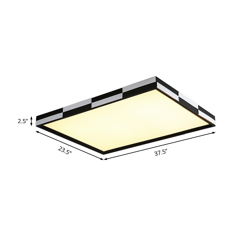 Lampada da incasso rettangolare moderna a LED in acrilico nera montata a soffitto in luce calda/bianca, larghezza 16"/19,5"/37,5"