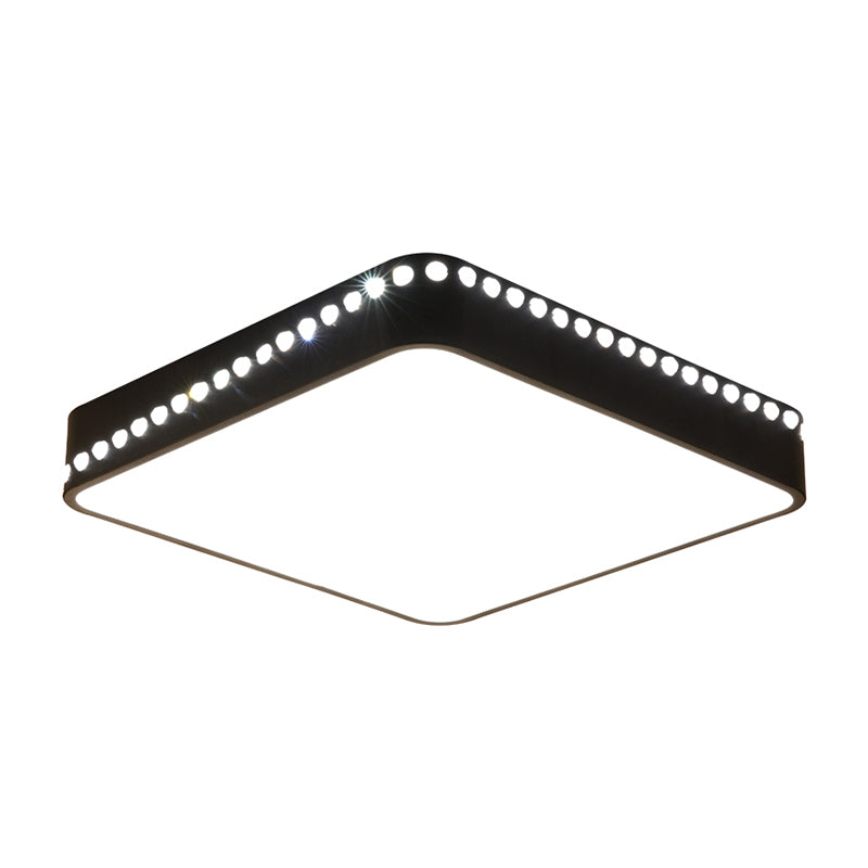 18"/21.5" W Square Ceiling Lamp Modern Acrylic LED Black/White/Gold Flush Mount Lighting with Crystal Accents in Warm/White Light