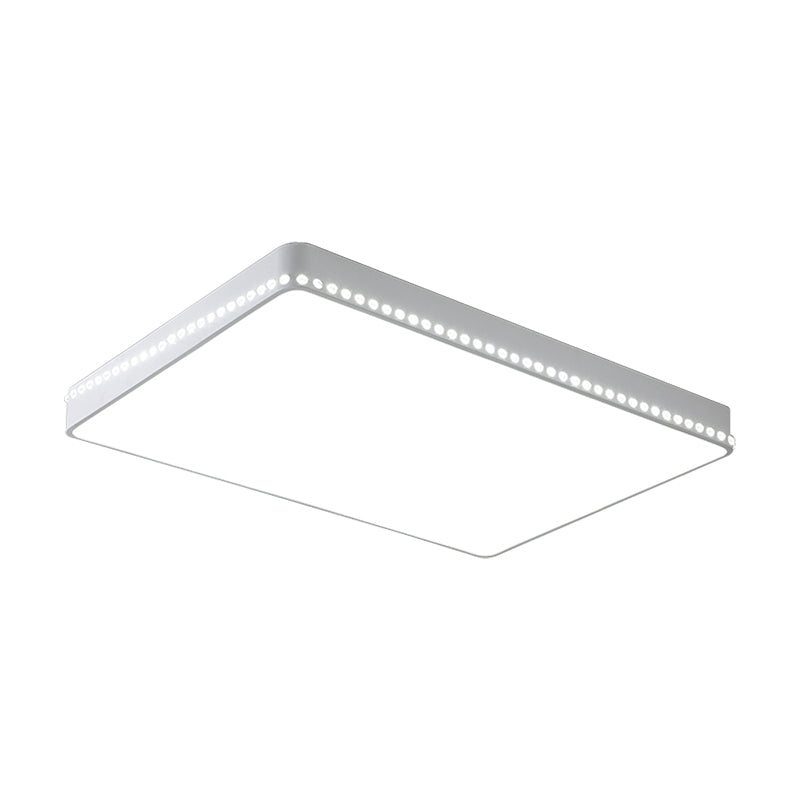 White/Gold Slim Ceiling Light Modern LED Acrylic Flush Mount Fixture in White/Warm Light with Crystal Accents