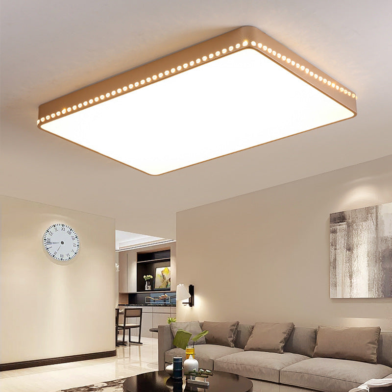 Lámparas de techo ultrafinas blancas / doradas lámparas modernas LED acrílicas incrustadas, blancas / cálidas, con decoración de cristal