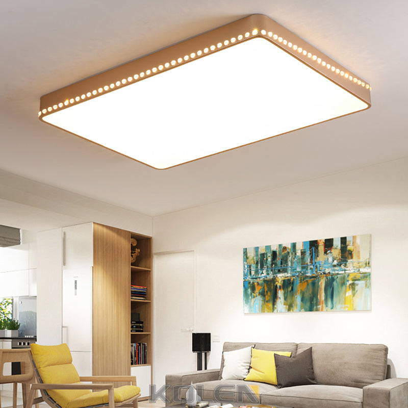 Lámparas de techo ultrafinas blancas / doradas lámparas modernas LED acrílicas incrustadas, blancas / cálidas, con decoración de cristal