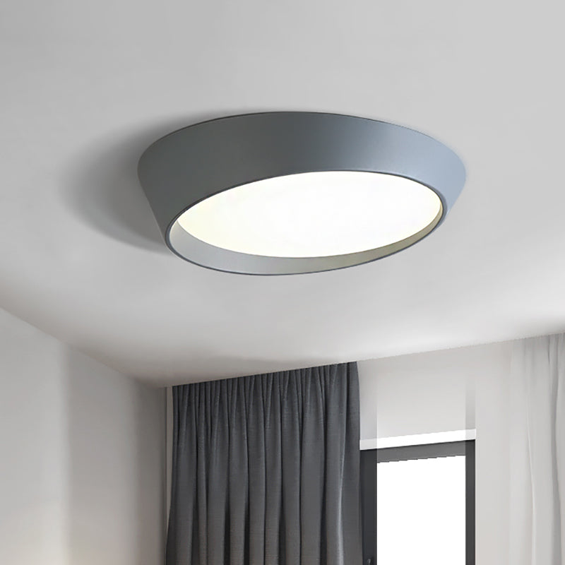 Nordic Round Ceiling Light Fixture Acrylic LED Bedroom Flush Mount Lamp in White/Grey/Green, 16"/19.5" Dia