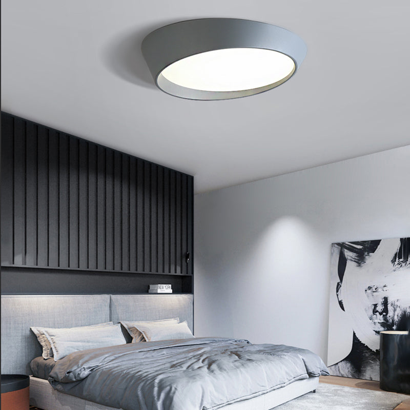 Nordic Round Ceiling Light Fixture Acrylic LED Bedroom Flush Mount Lamp in White/Grey/Green, 16"/19.5" Dia