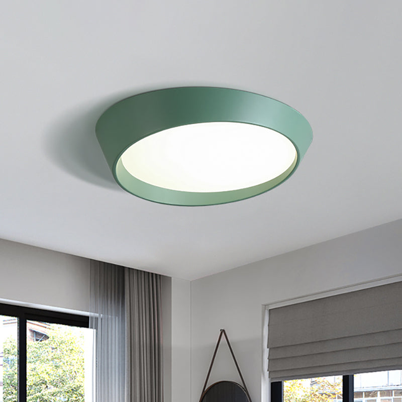 Nordic Round Ceiling Light Fixture Acrylic LED Bedroom Flush Mount Lamp in White/Grey/Green, 16"/19.5" Dia