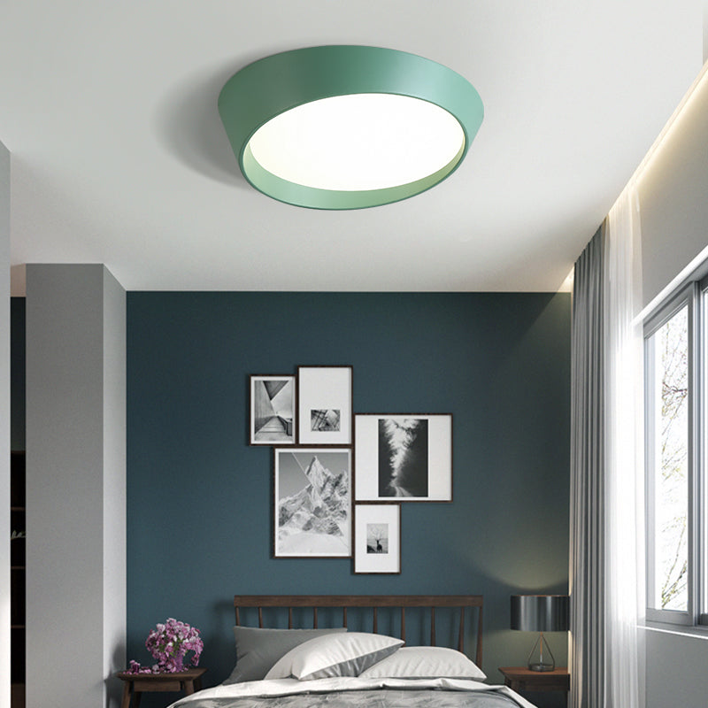 Nordic Round Ceiling Light Fixture Acrylic LED Bedroom Flush Mount Lamp in White/Grey/Green, 16"/19.5" Dia