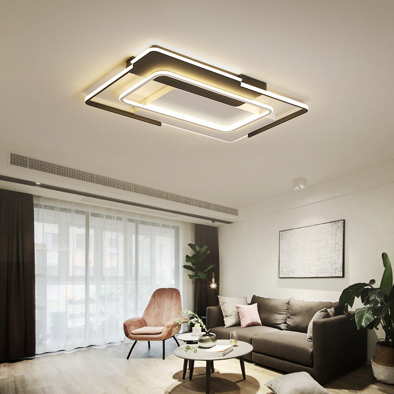 Plafoniera da soffitto per soggiorno a LED rettangolare in acrilico da 35,5"/43" con montaggio ad incasso modernista in luce bianca/calda