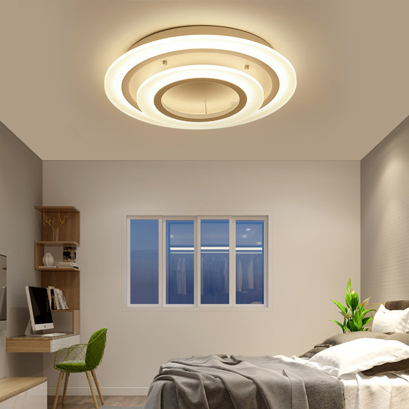 Acrylic Multi-Layer Ceiling Lamp Minimalist 2/3/4-Head LED White Flush Mount Lighting in Warm/White Light