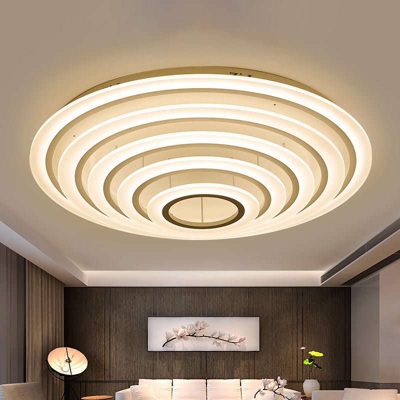 Acrylic Multi-Layer Ceiling Lamp Minimalist 2/3/4-Head LED White Flush Mount Lighting in Warm/White Light