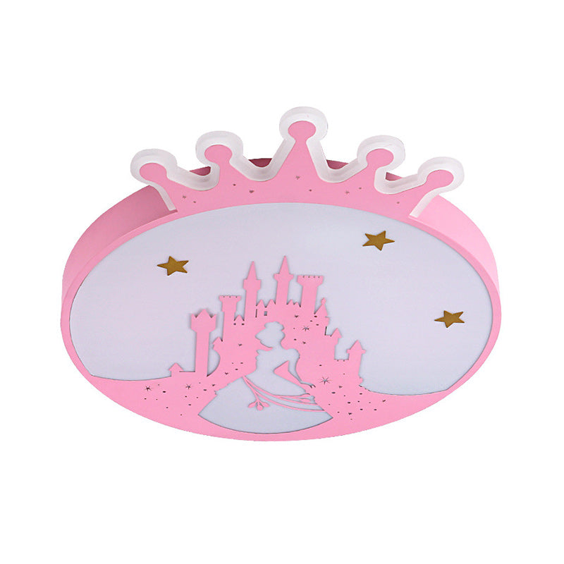 Acryl Ronde Plafond Licht Armatuur Hedendaagse Led roze flush plafond licht met prinses patroon