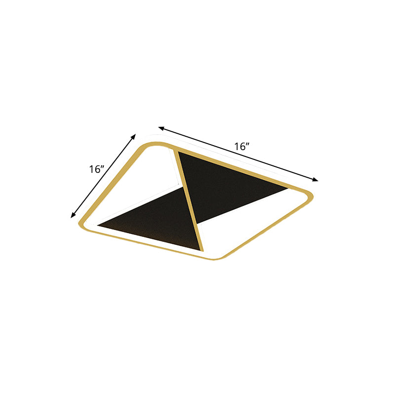 Einfachheit kombinierter Quadrat Flush Mount Metall LED Schlafzimmer Deckenleuchte in Gold, 16 "/19,5" breit