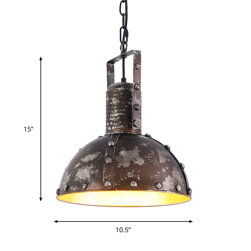 Chimney Restaurant Down Lighting Loft Style Metallic 1 Light Rust Hanging Ceiling Lamp