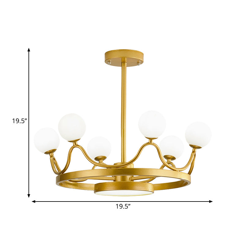 6 Heads Nursery Room Chandelier Light Fixture Modern Gold Hanging Ceiling Light with Linear Metal Design