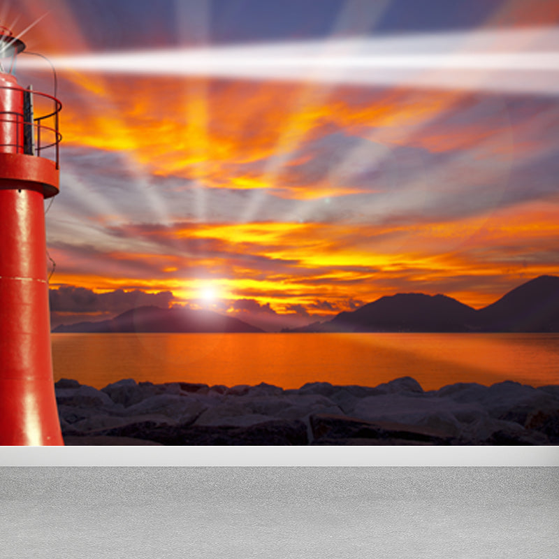 Extra Large Lighthouse Mural Light Color Non-Woven Wall Art for Home Decor, Personalised