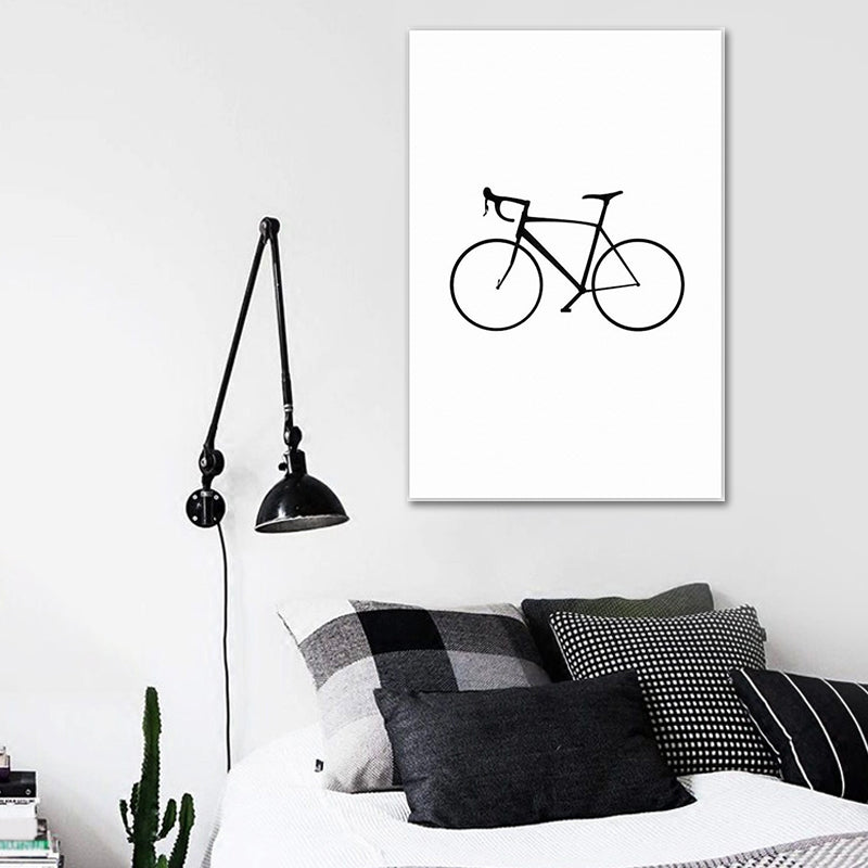 Scandinavian Style Static Bicycle Canvas Kitchen Backsplash Wall Art Decor in White
