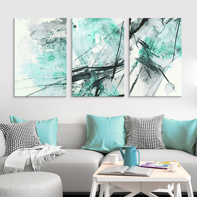 Watercolor Canvas Art for Living Room Abstract Wall Decor in Pastel Color, Multi-Piece