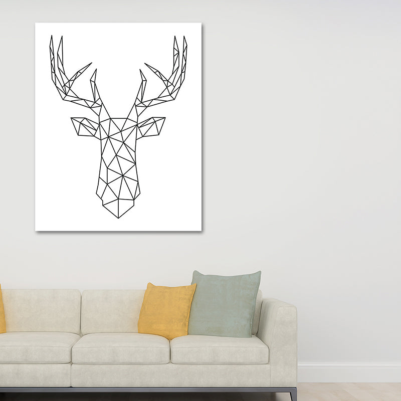 Scandinavian Style Reindeer Print Canvas White Kitchen Backsplash Wall Art Decor