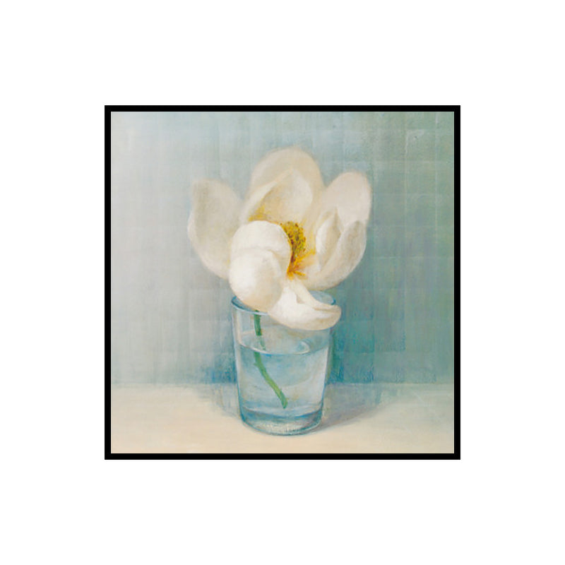 Blooming Bottle Vase Wall Art in White Modern Style Canvas Print for Living Room