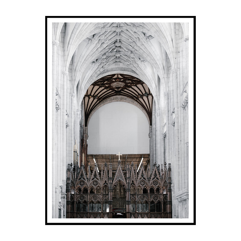 Church Arch Hallway Wall Art Decor Contemporary Textured Wrapped Canvas in White