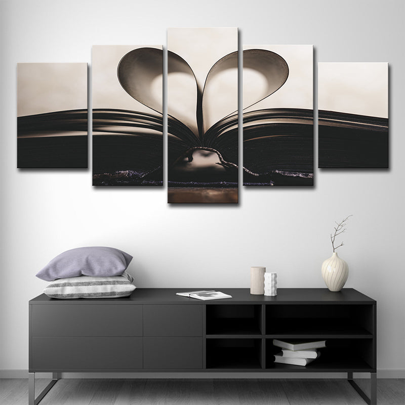 Black-White Unfold Book Wall Art Multi-Piece Minimalist Living Room Canvas Print