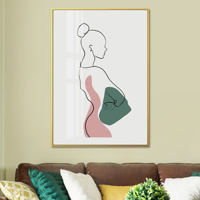 Character Pattern Wall Decor in Pastel Color Nordic Style Canvas for Living Room